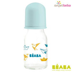 Hranjenje - Pribor za jelo i piće - Beaba staklena bočica 110ml - Stars Blue Hranjenje - Pribor za jelo i piće - Beaba staklena bočica 110ml - Stars Blue