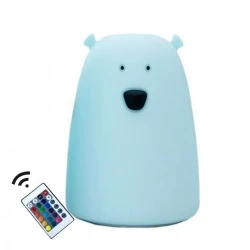 Silikonska LED svjetiljka - Medo plava, USB + daljinski