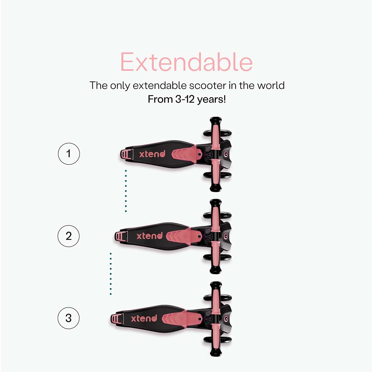 Guralica i romobil Xtend - Salmon Pink-2